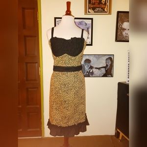 Too Fast Clothing Rockabilly leopard ruffles  wiggle dress